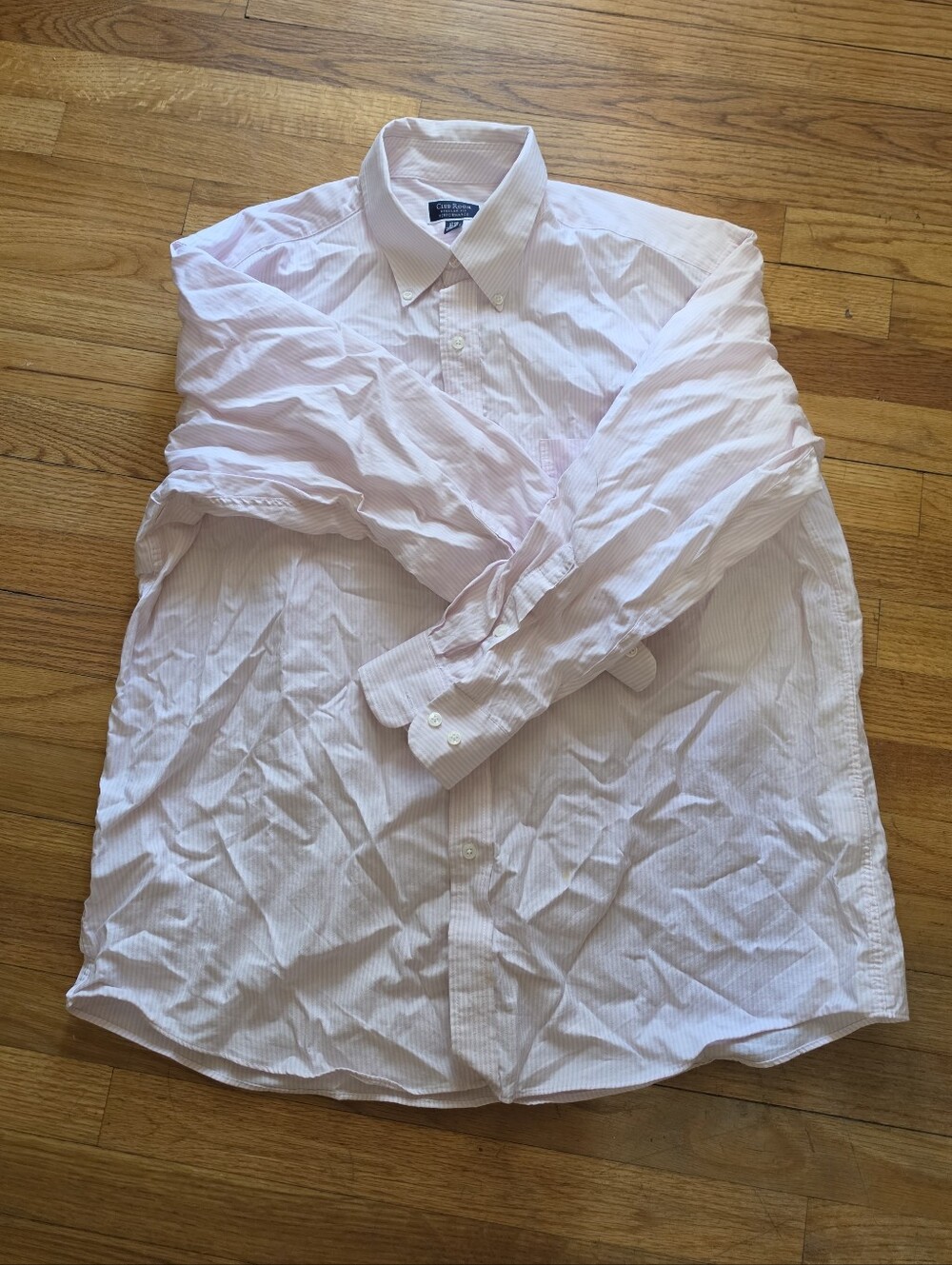 Club Room Men's Pale Pink University Stripe Oxford Dress Shirt 17.5 X 32/33